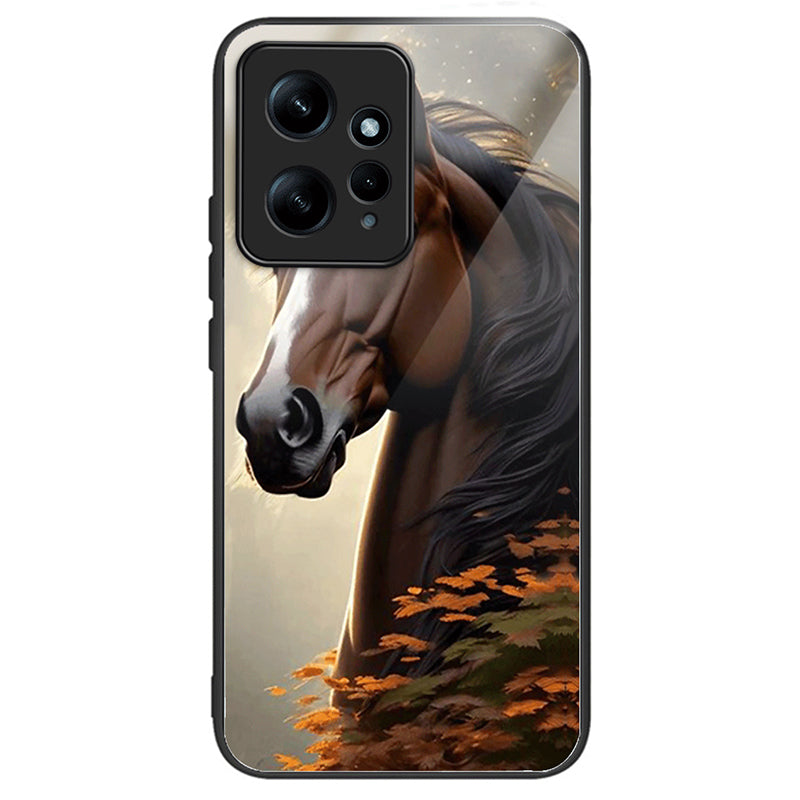 For Xiaomi Redmi Note 12 4G Painted Pattern Case Tempered Glass+PC Back Soft TPU Phone Cover For Xiaomi Redmi Note 12 4G Painted Pattern Case Tempered Glass+PC Back Soft TPU Phone Cover